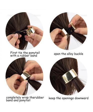 AUEAR Brushed Metal Hair Cuff Ponytail Holder Elastic Hair Tie Set (4 Pack Style 1) - Women Girls Hair Rings - 4 Count - Buy Online on GoSupps.com