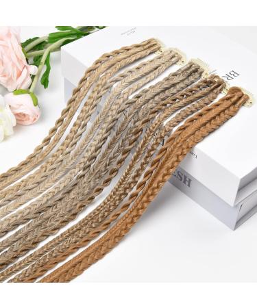 6PCS Baby Braids Clip-In Hair Extensions - 22 Inch Medium Blonde with Pale Highlights - Natural Soft Synthetic Hairpieces for Women - Buy Online on GoSupps.com
