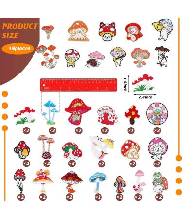 Mushroom Patch Iron-Ons - 48 Pcs Mini Nature Stickers for Clothes, Hats, Shoes - DIY Embroidery Applique Sewing Patch (Mushroom Style) - Buy Online on GoSupps.com