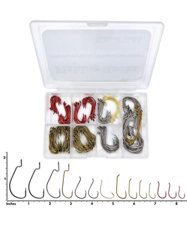 Tailored Tackle Fishing Hooks Kit 150 Pc Accessories Box | EWG Worm, Octopus, Bait Holder, Circle Fish for Freshwater Bass Trout Catfish Panfish Crappie Bluegill | Hook Supplies for Gear and Equipment