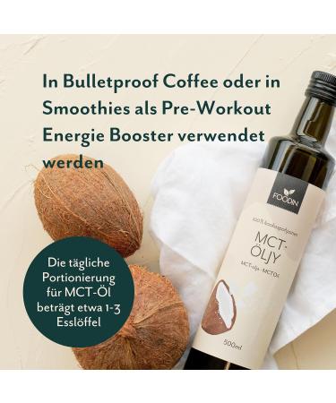Foodin Organic MCT Oil - 100% Coconut Oil Gluten-Free & Vegan 500ml | Ideal for Ketogenic Diet - Buy Online on GoSupps.com