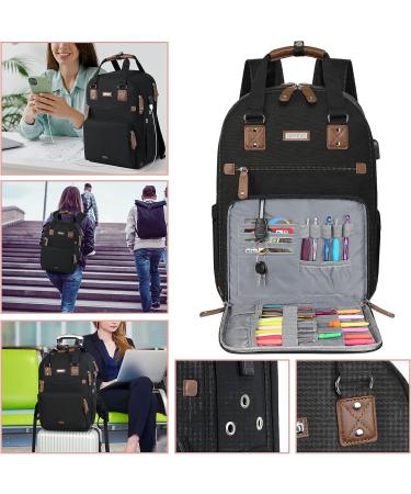 Black Crochet Bag with USB Charging Port - Large Yarn Storage Tote for Knitting & Crochet Projects - Fits 15.6 inch Laptop - Buy Online on GoSupps.com