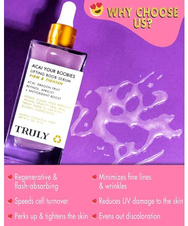 Truly Beauty Acai Your Boobies Serum - Natural Breast Enhancement for Perky and Firm Bust | Organic, GMO-Free | 3.1 oz - Buy Online on GoSupps.com