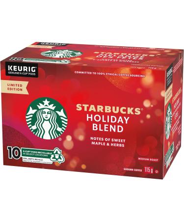 Starbucks Holiday Blend Medium Roast Coffee Single Serve Keurig Certified Recyclable K-Cup Pods for Keurig Brewers 60 Count Holiday Blend 10 count (Pack of 6) - Buy Online on GoSupps.com