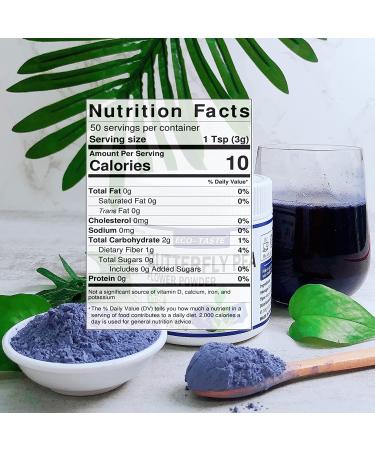 Organic Butterfly Pea Flower Powder 5.3oz (150g) - 100% Pure for Tea, Smoothies, Ice Cream & Food - Buy Online on GoSupps.com