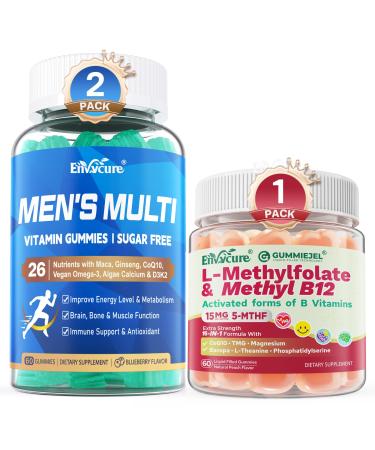 EnvyCure Methylated Multivitamin for Men + L-Methylfolate 15mg Plus Methyl B12 2 000mcg Gummies