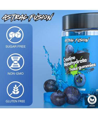 ASTRAL FUSION Halal Creatine Monohydrate Gummies 5000mg Sugar-Free Vegan Creatine for Muscle Growth Strength and Recovery Plant-Based Pre Workout Supplement Blueberry Flavor 60 Count - Buy Online on GoSupps.com