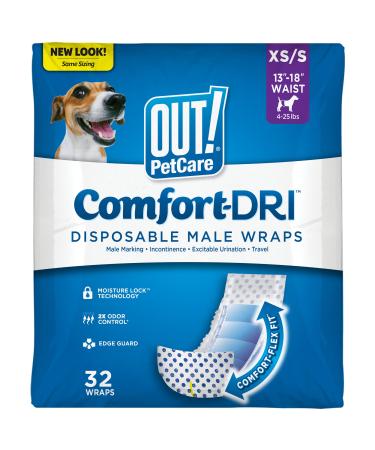 Out! Pet Care Disposable Male Dog Diapers XS/S 32 ct