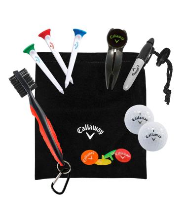 Callaway On-Course Golf Accessories Gift Set with Golf Club Brush & Divot Repair Tool with Ball Marker,Black