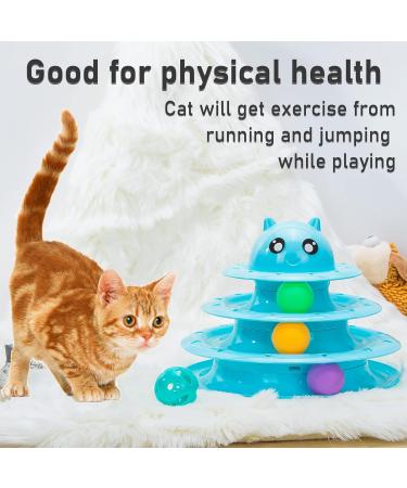 Vealind Interactive Cat Toy Roller with 3 Colorful Balls - 3 Levels of Fun for Active Cats (Blue) - Buy Online on GoSupps.com