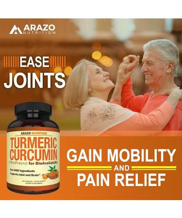 Arazo Nutrition Turmeric Curcumin 1300mg with BioPerine & Black Pepper - Joint Support Herbal Supplement - Buy Online on GoSupps.com