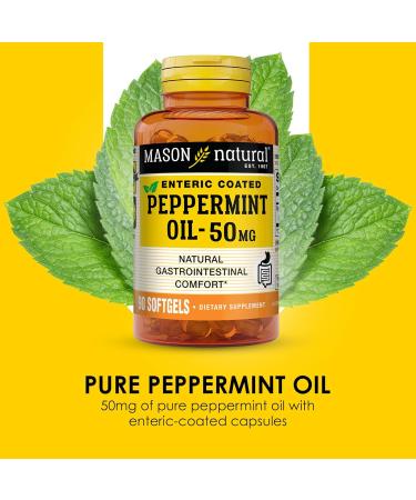 MASON NATURAL Peppermint Oil 50 mg Enteric Coated Supplement 270 Day Supply of Gastrointestinal Support for Normally Functioning Bowel Softgel Pills - Buy Online on GoSupps.com