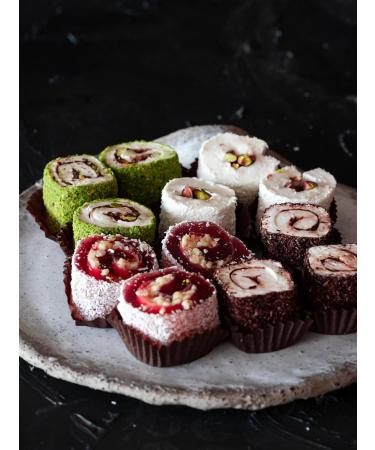 Palanci | Sweets Turkish Delight Rolled Lokum 400 gr. | Sweet hamper | Premium Lokum Since 1870 | Turkish Delight Gift Box | Vegetarian | Halal Sweets with Pistachios Chocolate Blackberry |Sweet Box - Buy Online on GoSupps.com