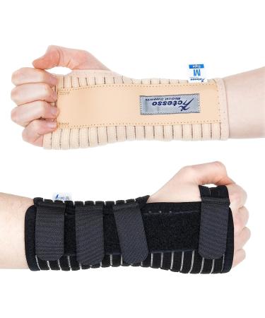 Actesso Breathable Wrist Support Brace Splint - Ideal for Carpal Tunnel Sprains and Tendonitis (Black Medium Left) Black M (Pack of 1) Left
