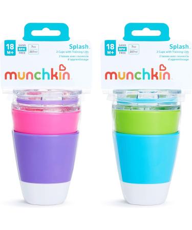 Munchkin Splash Open Toddler Cups 7oz Multicolored 4 Pack with Training Lids - Buy Online on GoSupps.com
