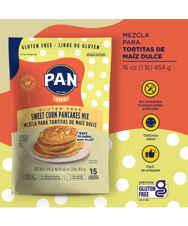P.A.N Sweet Corn Pancakes Mix - Gluten Free, Easy to Prepare - 1 lb - Buy Online on GoSupps.com