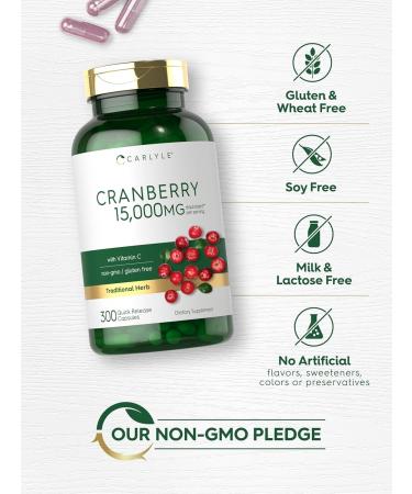Carlyle Cranberry Pills | 300 Capsules | Herb Extract Supplement | for Women and Men | with Vitamin C | Non-GMO & Gluten Free - Buy Online on GoSupps.com