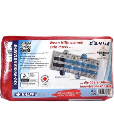 Kalff Car First Aid Kit - DIN 364 Certified Test Winner with Comprehensive First Aid Brochure - Ideal for International Shipping - Buy Online on GoSupps.com
