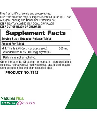 Nature's Plus Milk Thistle 500 mg - Herbal Actives Extended Release 30 Tablets - Buy Online on GoSupps.com