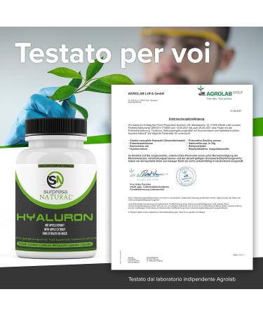  Surpresa Natural Highly Dosed Hyaluronic Acid Capsules I 1 x 90 Capsules with Apple Extract I 500 mg Hyaluronic Acid with 500-700 kD Per Capsule I Hyaluronic Acid Capsules I Capsules - Buy Online on GoSupps.com