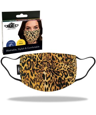 Face mask which is Washable and Made in The UK | 3 Layers of Blended Leopard Print Washable Cotton | Made in London UK | Washable Over 100 Times