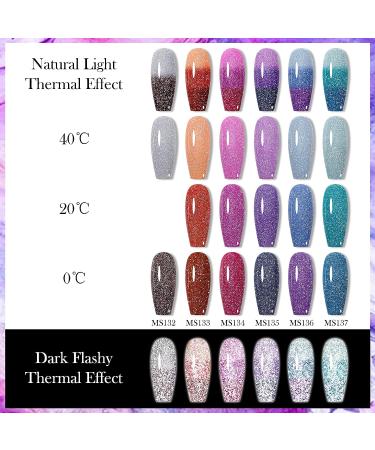 MSRUIOO Color Changing Reflective Gel Nail Polish - Temperature Activated Glitter Polish - Diamond Glitter Silver Pink Purple - Color Changing Gel - Buy Online on GoSupps.com
