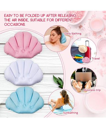 Inflatable Bath Pillow Set - Terry Cloth Covered Spa Pillow for Neck Support in Bathtub and Hot Tub - 3 Pieces (Pink, Green, White) - Buy Online on GoSupps.com