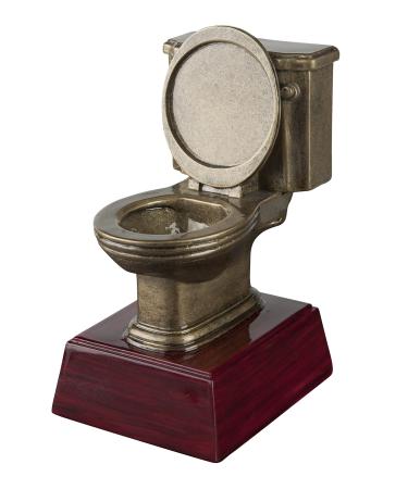 Gold Toilet Bowl Trophy | Last Place Loser Award - 6 Inch Tall - Engraved Plate Upon Request Blank (RFC)