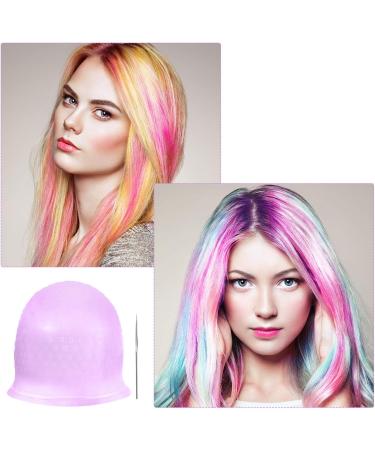 Silicone Highlight Cap - Reusable Salon Hair Coloring Dye Cap for Women/Girls (Purple) - Buy Online on GoSupps.com
