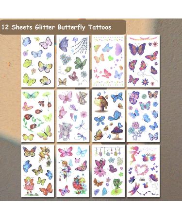 CHARLENT 110 PCS Glitter Butterfly Tattoos for Girls - Temporary Tattoos Birthday Party Favors - Buy Online on GoSupps.com