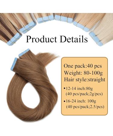 24 inches SEGO Tape in Hair Extensions Human Hair 40 Pieces #6 Light Brown Real Remy Hairpieces Invisible Straight Skin Weft Seamless Natural (100g) - Buy Online on GoSupps.com