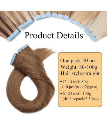 100% Remy Human Hair Tape-in Extensions - Light Brown #6 14 (35cm) - 40 Pieces + 10 Free Tapes - Buy Online on GoSupps.com