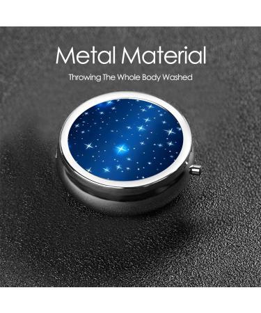 Blue Star Pattern Round Pill Box - 3 Compartment Portable Travel Organizer for Vitamins & Medications - Buy Online on GoSupps.com