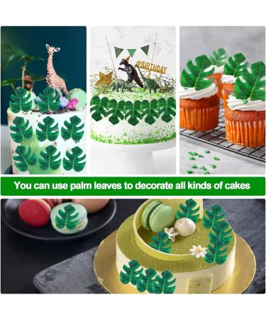 48 Pcs Tropical Turtle Leaf Cake Toppers Cupcake Toppers Palm Leaf Cake Toppers Wafer Paper Leaf Cake Decoration Hawaii Theme Jungle Party Birthday Cake Decor - Buy Online on GoSupps.com
