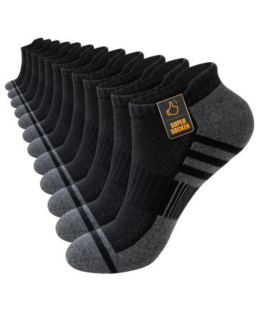 Stoeury sneaker socks men 43-46 39-42 35-38 47-50 6 pairs of breathable short sports socks running socks anti-welding padded cotton sneaker lunches 43-46 black