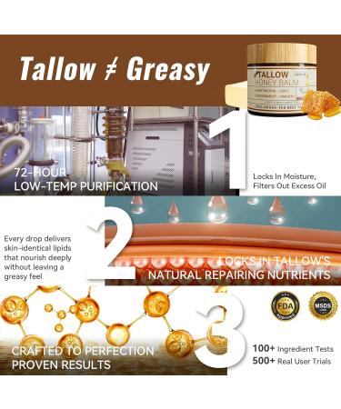 Jeirrzi Organic Beef Tallow for Skin 100% Grass-Fed Tallow and Honey Balm for Face Body Moisturizer for Aging Dry Sensitive Skin Deep Hydration & Nourishment 2 OZ - Buy Online on GoSupps.com
