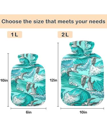 NAANLE Sea Wave Seagull 2L Hot Water Bottle - Large Transparent Heat Therapy for Pain Relief | Ideal for Bed Hand & Foot - Buy Online on GoSupps.com