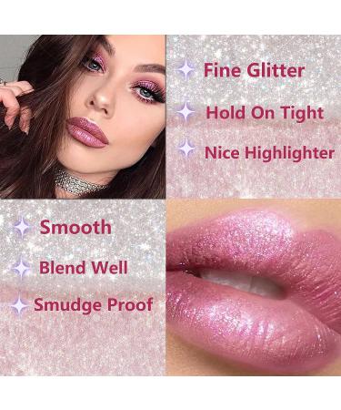 Rosarden Glitter Lip Gloss - Shimmer Metallic Waterproof Lipstick for Lips, Eyes, Cheeks - Sparkly Glitter Liquid Lipstick - Buy Online on GoSupps.com
