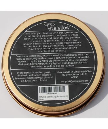 All Natural Leather Conditioner Balm - Mink Oil Tallow & Beeswax for Shoe Bag & Furniture Care (4 Oz) | Protects Softens & Waterproofs Leather - Buy Online on GoSupps.com