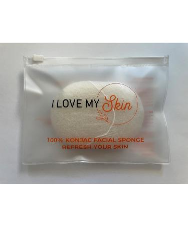 I LOVE MY SKIN Konjac Facial Sponge - 100% Natural Exfoliating Scrubber for Gentle and Thorough Cleansing - Unclogs Pores, Removes Dead Skin, Dirt, and Makeup - Ideal for Baby Bath - Pristine White - Buy Online on GoSupps.com