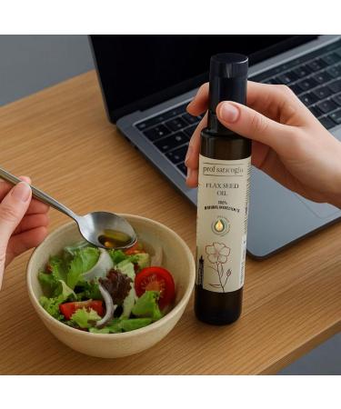 Prof Saracoglu Flaxseed Oil Cold Pressed & Solvent-Free, Plant-Based Omega 3 Source with Lignans and Carotenoids, Vegan Oil for Daily Wellness, 8.45 fl oz (Flaxseed) - Buy Online on GoSupps.com