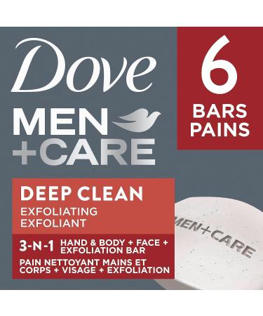 Dove Men + Care Deep Clean Hand & Body & Face & Exfoliation Bar Soap with purifying grains for healthy-looking and strong skin with moisturizing cream 106 g Pack of 6 636 g (Pack of 1) - Buy Online on GoSupps.com