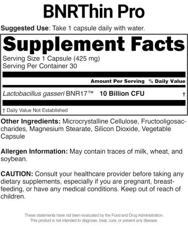 AceBiome BNRThin Pro Probiotic Lactobacillus Gasseri BNR17 - 30 Capsules | 10 Billion CFU | Digestive Health Support - Buy Online on GoSupps.com