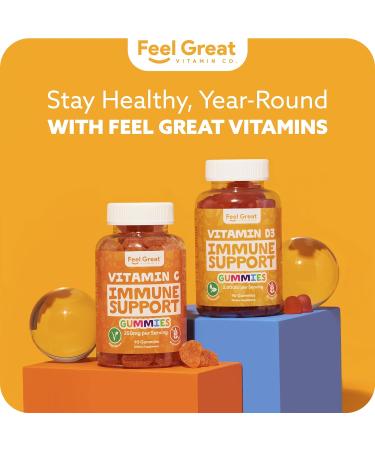 Feel Great Vitamin Co. Vitamin C Gummies | 90 Orange Flavored Immunity Support Gummies | Plant-Based Fruit Pectin for Adults & Kids - Buy Online on GoSupps.com