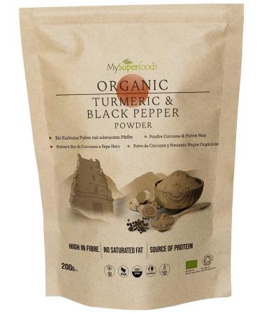 MySuperfoods Organic Turmeric Powder with Black Pepper (200g) - High Absorption Natural Source of Curcumin Black Pepper 200 g (Pack of 1)