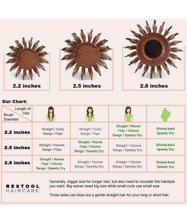 Bestool 2.2 Inch Boar Bristle Round Hair Brush for Blow Drying - Wooden Barrel Styling Brush for Women & Men - Straightening, Curling, Shine & Volume - Buy Online on GoSupps.com