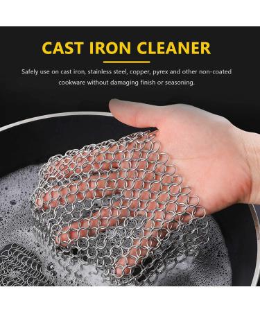 Xeodaun Cast Iron Cleaner -Premium 316 Stainless Steel Chainmail Scrubber 8x6 Inch - Buy Online on GoSupps.com