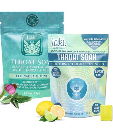 Laki Naturals Throat Soak Bundle: Throat Soak Lozenges and Mint Sea Salt Gargle & Rinse