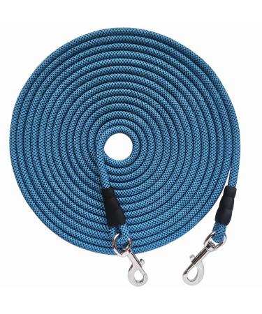 YUCFOREN Check Cord/Tie Out Long Rope Leash for Dog Training 15FT Obedience Recall Training Agility Lead for Large Medium Small Dogs Great for Training Camping Playing Backyard 15FT Black Blue