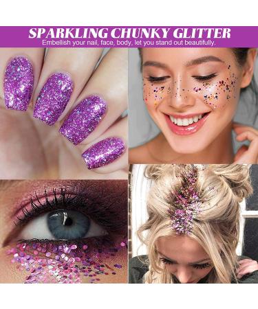 Holographic Chunky Glitter Set - 12 Colors Sparkle Sequins for Epoxy Resin, Body, Face, Nail, Slime & Party Decoration - 0.42oz Bottles - Buy Online on GoSupps.com